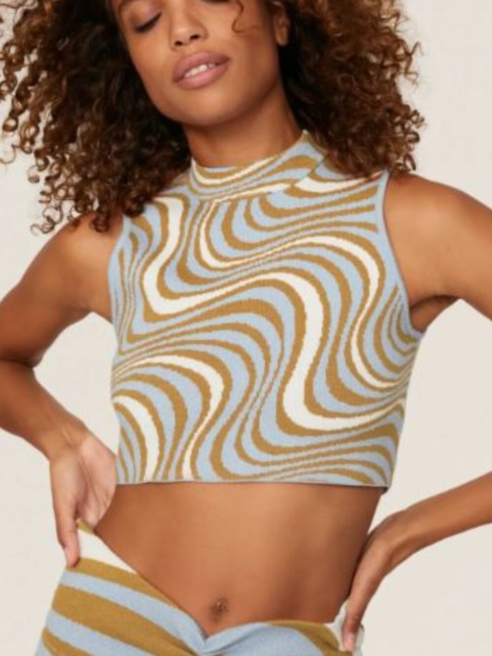 Rhode Jude Psychedelic Knit Top in Multicolor Abstract Print